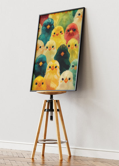 Colorful Baby Chicks Wall Art Print & Canvas – Cute Playful Bird Artwork