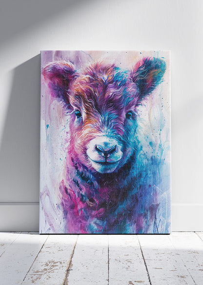 Colorful Baby Cow Poster & Canvas Print – Vibrant Highland Calf Art