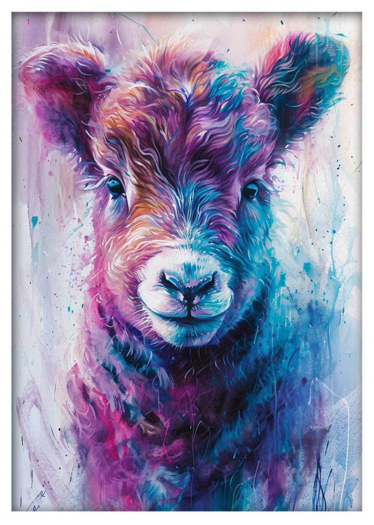 Colorful Baby Lamb – Watercolor Pastel Animal Canvas Wall Art – T947 – AiPrintLab