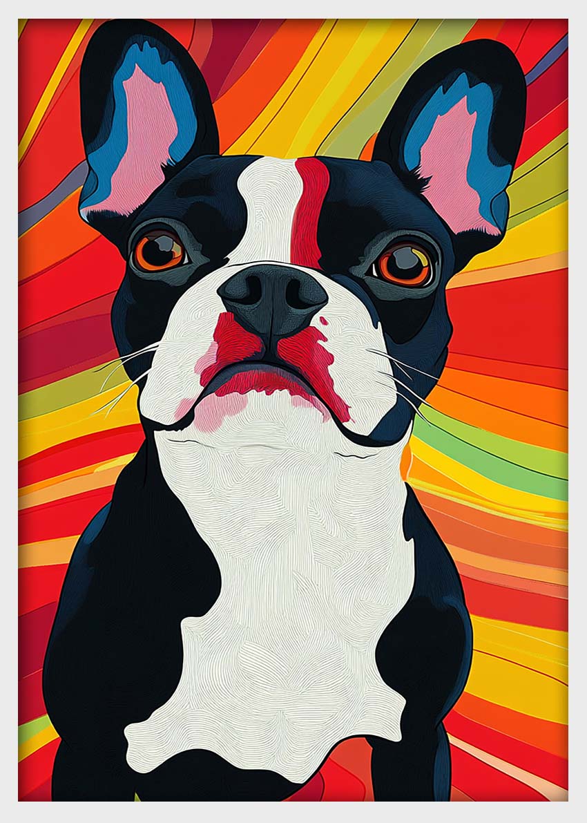 Colorful Boston Terrier Wall Art – Canvas and Poster Print – T1410 –