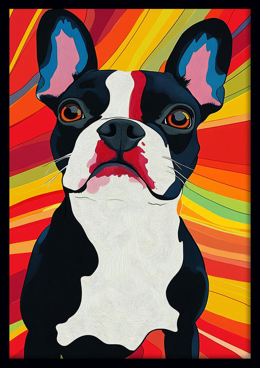Colorful Boston Terrier Wall Art – Canvas and Poster Print – T1410 –