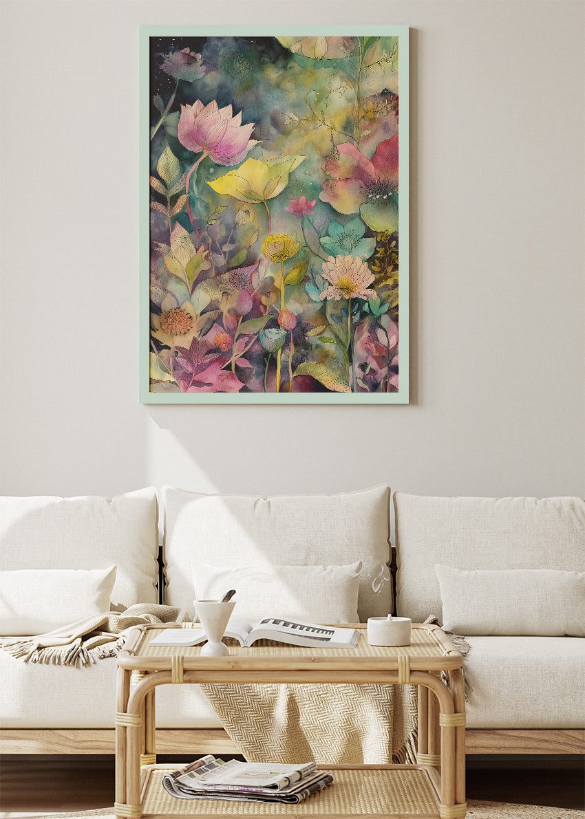 Colorful Botanical Garden Abstract Canvas & Poster Print – AI PRINT LAB