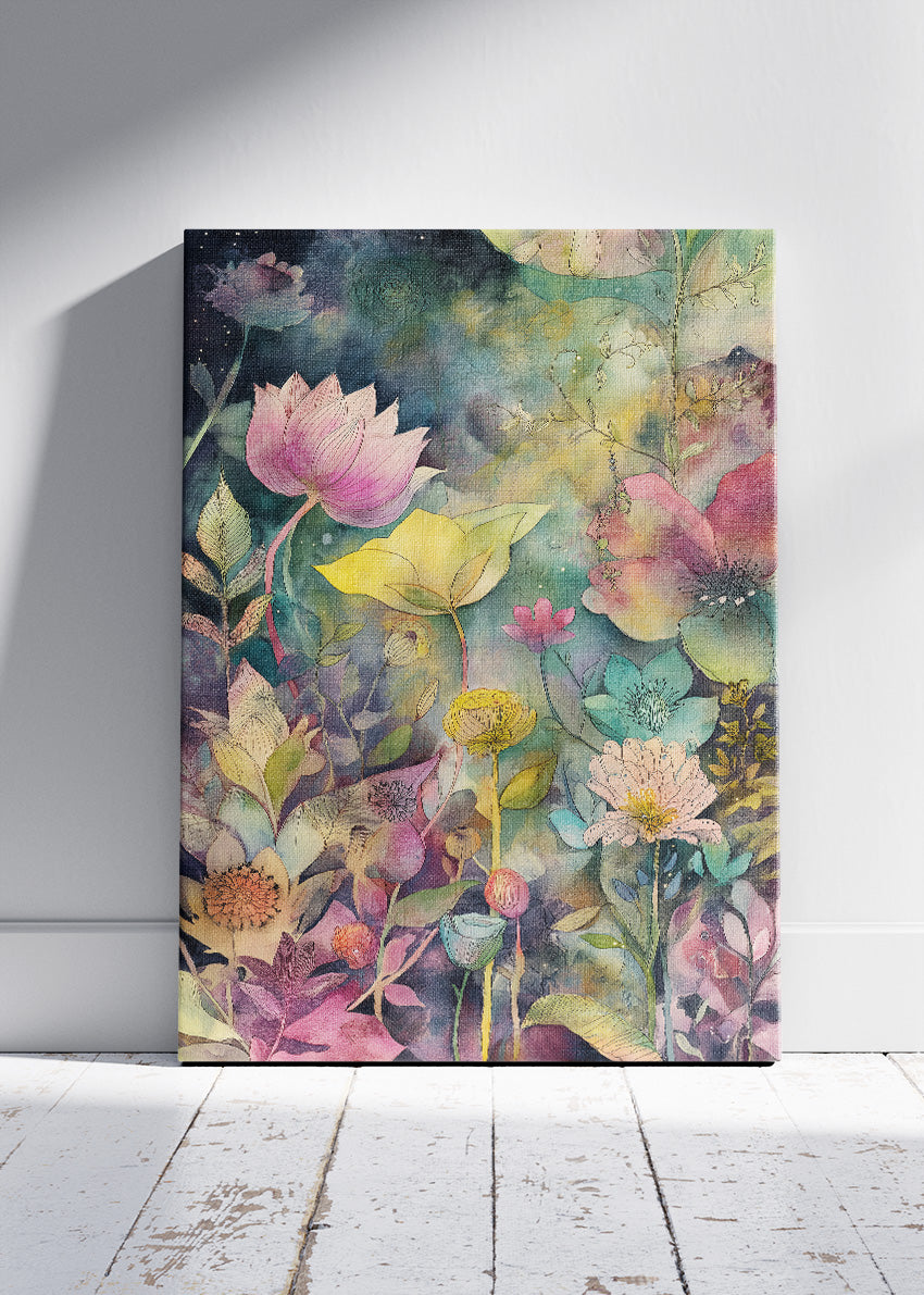 Colorful Botanical Garden Abstract Canvas & Poster Print – AI PRINT LAB