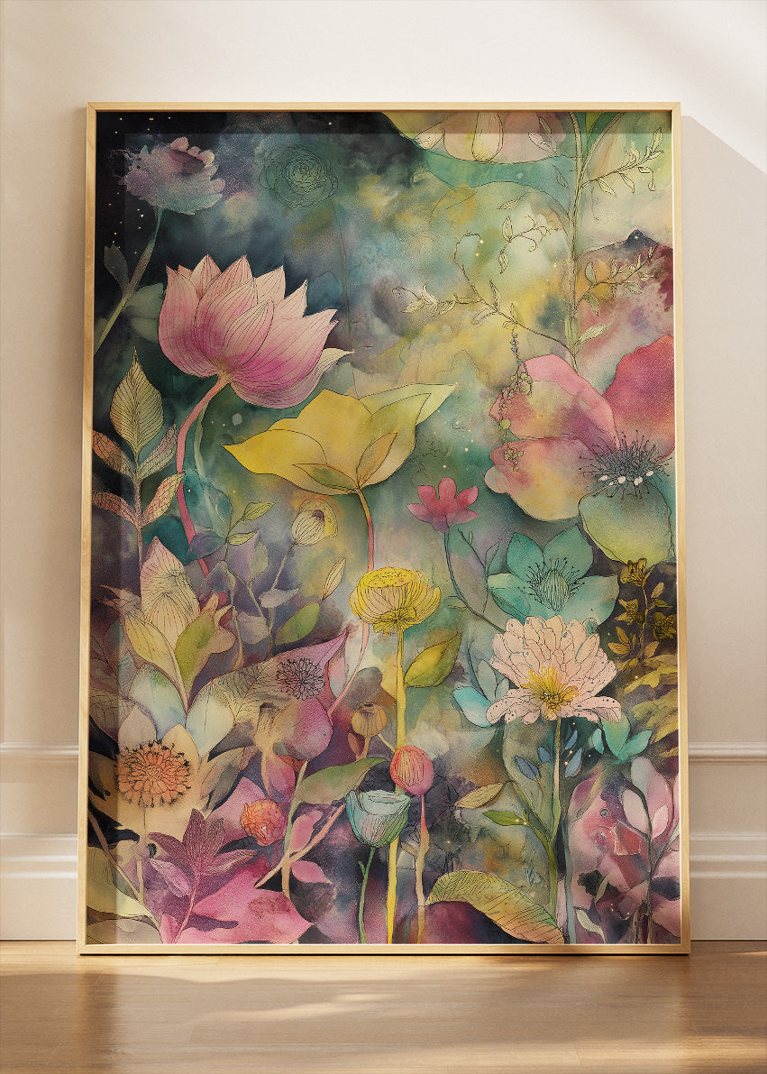 Colorful Botanical Garden Abstract Canvas & Poster Print – AI PRINT LAB