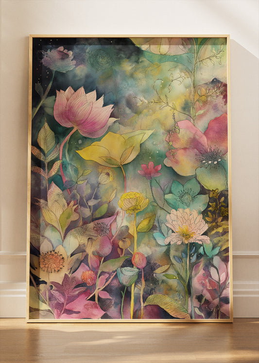 Colorful Botanical Garden Abstract Canvas & Poster Print – AI PRINT LAB