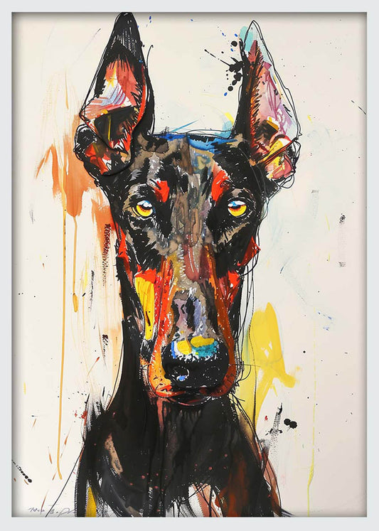 Colorful Doberman Portrait – Bold Dog Canvas & Poster Wall Art – T1164 – AiPrintLab