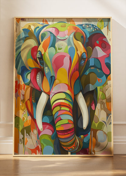Colorful Elephant Canvas Print & Poster – Abstract Modern Animal Wall Art