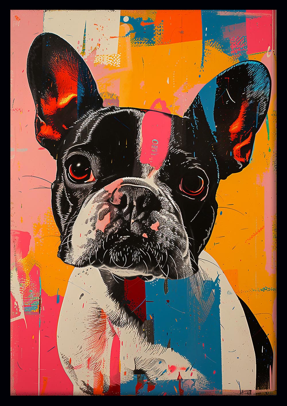 Colorful French Bulldog Pop Art Poster & Canvas Print – T1007 – AiPrintLab