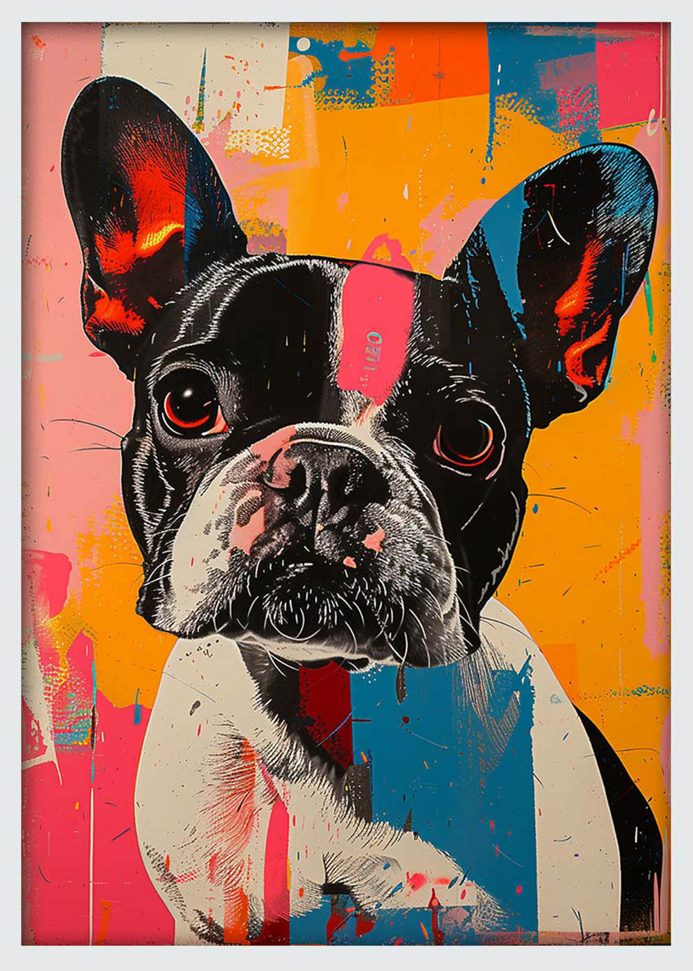 Colorful French Bulldog Pop Art Poster & Canvas Print – T1007 – AiPrintLab