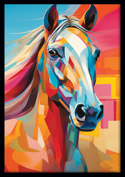 Colorful Geometric Horse Portrait Wall Art Print – T515 – AiPrintLab
