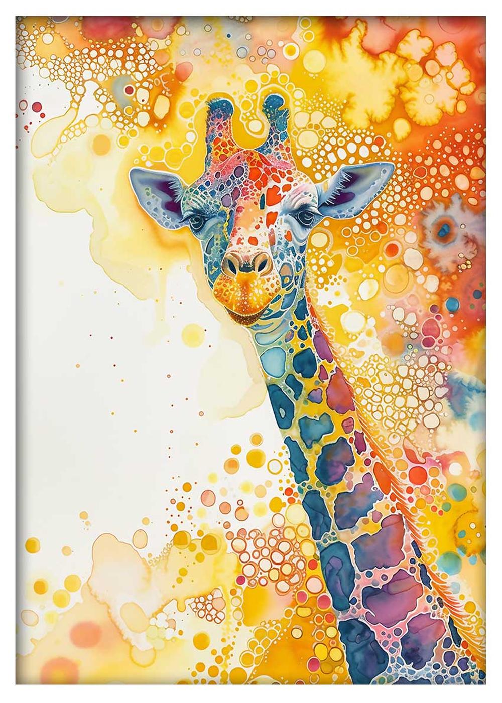 Colorful Giraffe Abstract Watercolor Poster & Canvas Wall Art – T782 – AiPrintLab