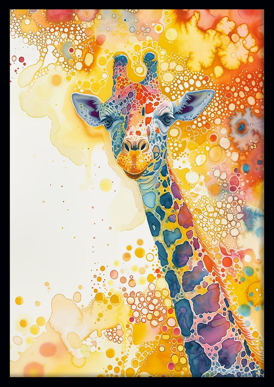 Colorful Giraffe Abstract Watercolor Poster & Canvas Wall Art – T782 – AiPrintLab