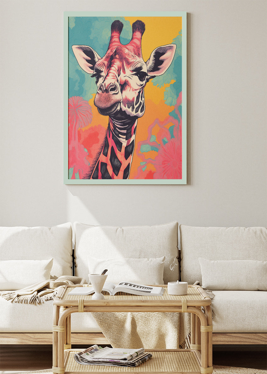 Colorful Giraffe Art Poster & Canvas Print – Vibrant Modern Animal Wall Decor