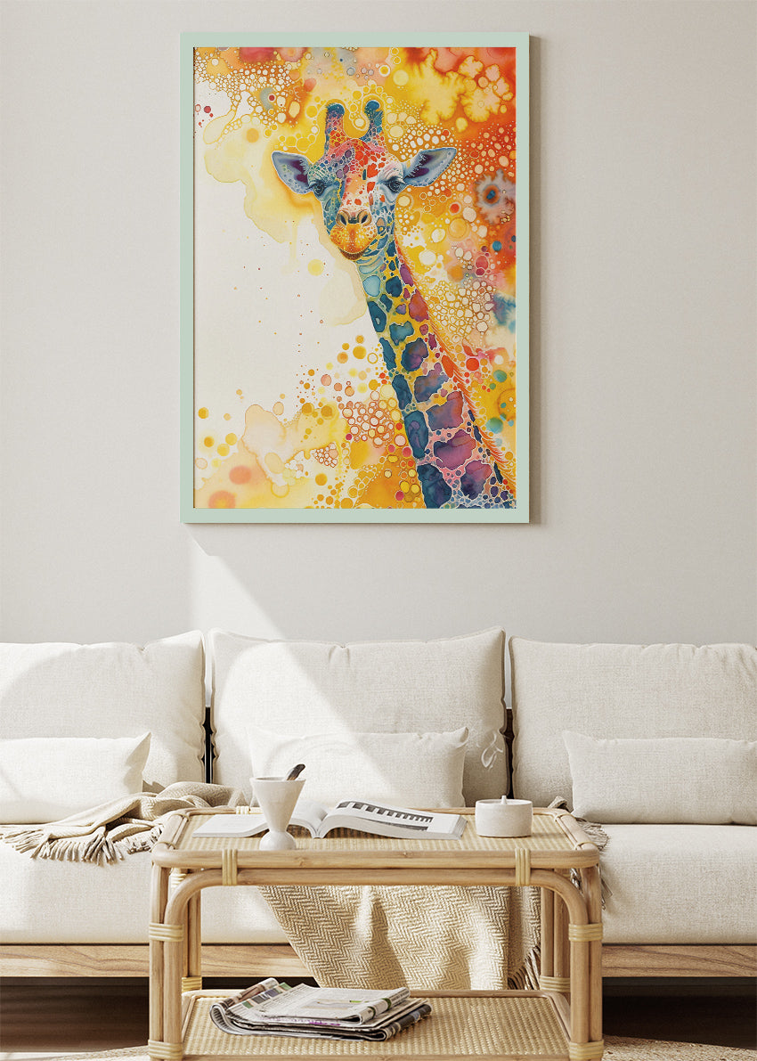 Colorful Giraffe Art Print & Canvas – Vibrant Abstract Giraffe Wall Art