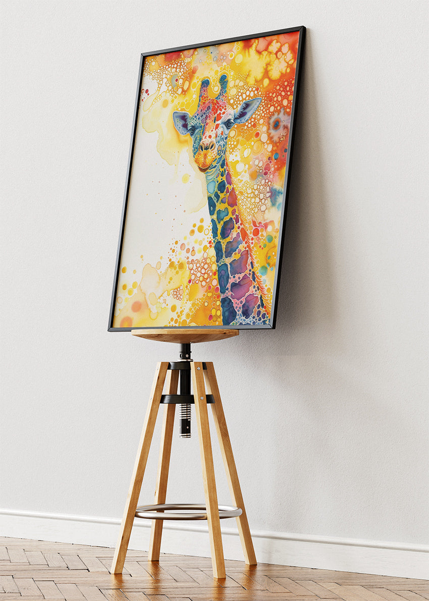 Colorful Giraffe Art Print & Canvas – Vibrant Abstract Giraffe Wall Art