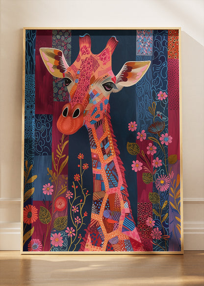 Colorful Giraffe Wall Art Print & Canvas – Vibrant Patterned Wildlife Artwork