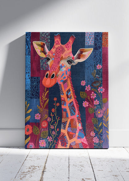 Colorful Giraffe Wall Art Print & Canvas – Vibrant Patterned Wildlife Artwork