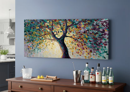 Colorful Impressionist Tree Canvas Wall Art – Vibrant Abstract Nature Painting – Single & 3 Panel Canvas – AI PRINT LAB