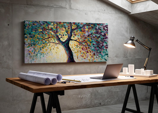 Colorful Impressionist Tree Canvas Wall Art – Vibrant Abstract Nature Painting – Single & 3 Panel Canvas – AI PRINT LAB
