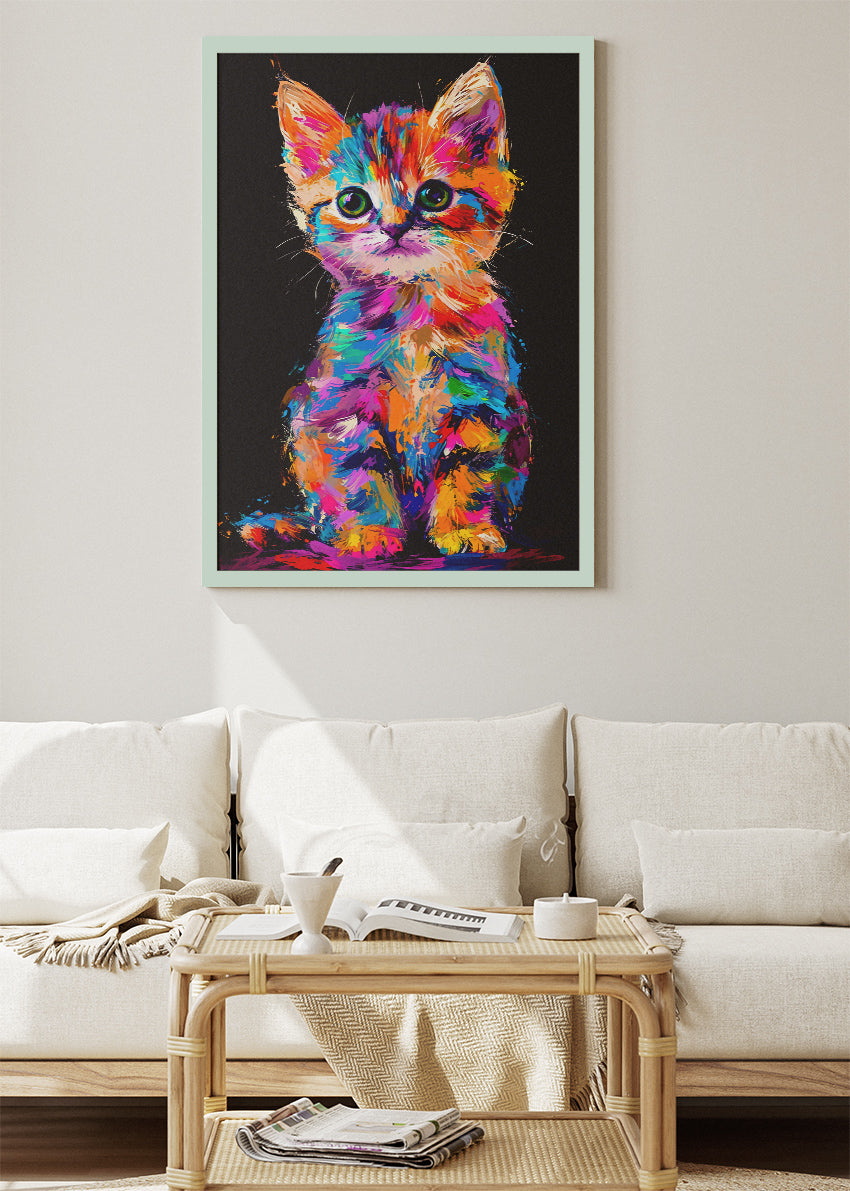 Colorful Kitten Canvas Print & Poster – Vibrant Cat Wall Art