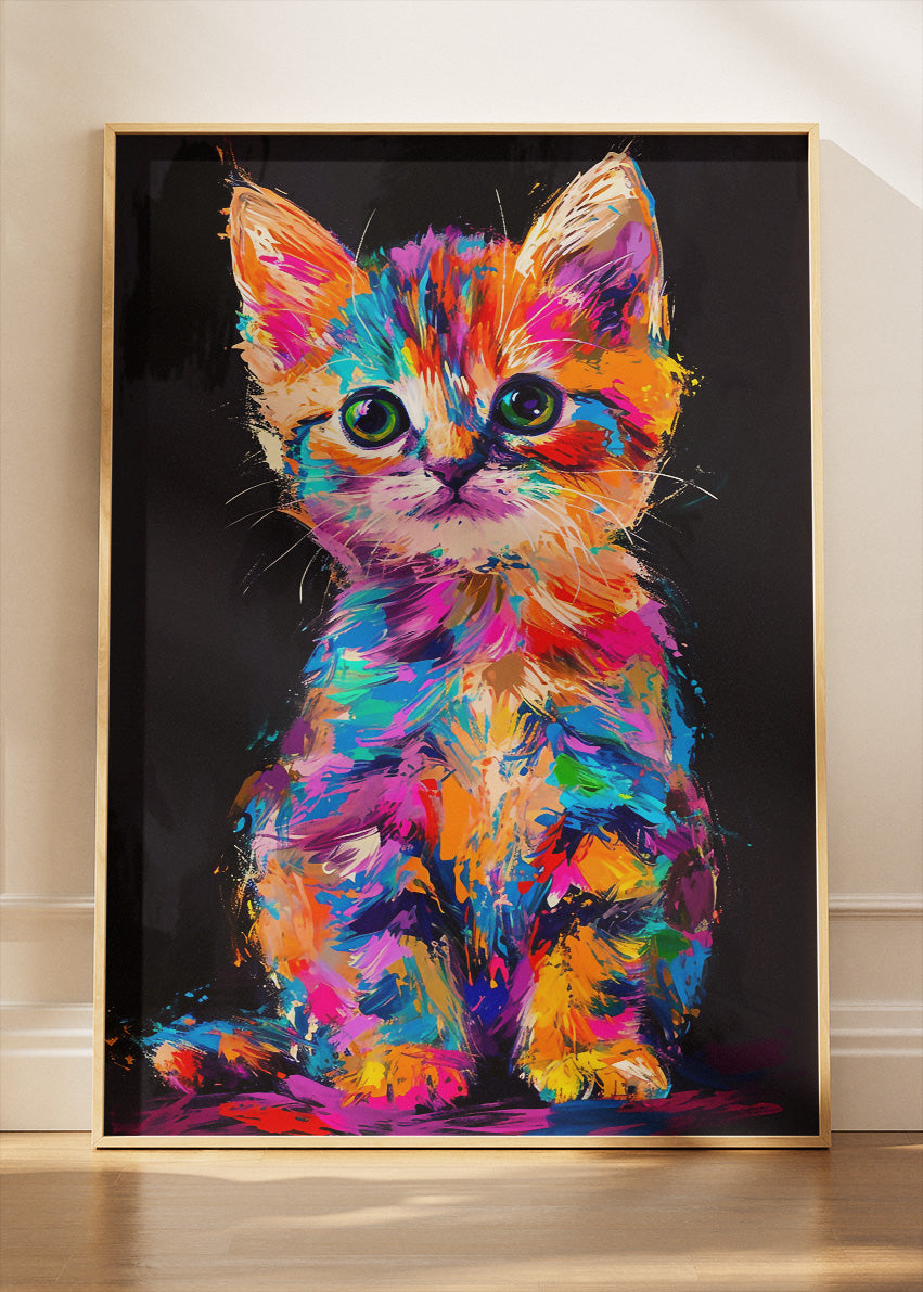Colorful Kitten Canvas Print & Poster – Vibrant Cat Wall Art