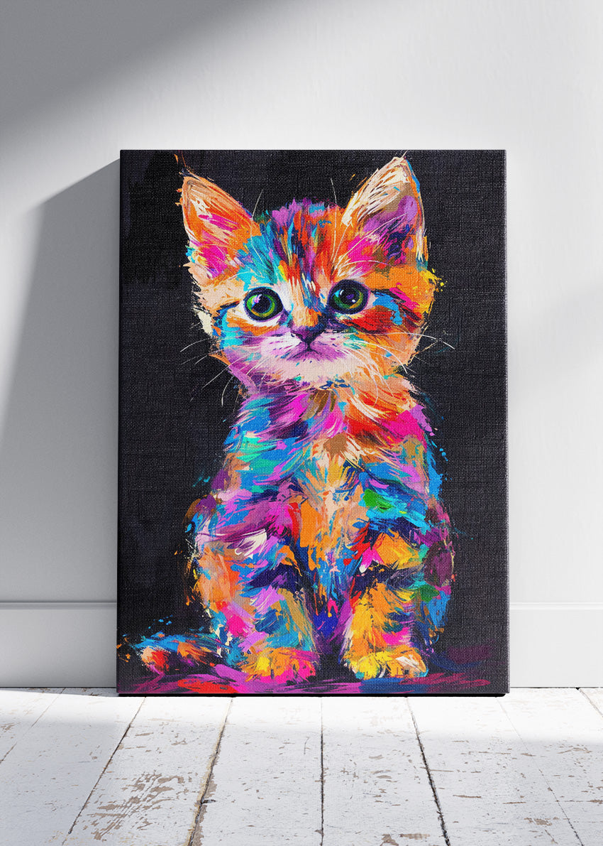 Colorful Kitten Canvas Print & Poster – Vibrant Cat Wall Art