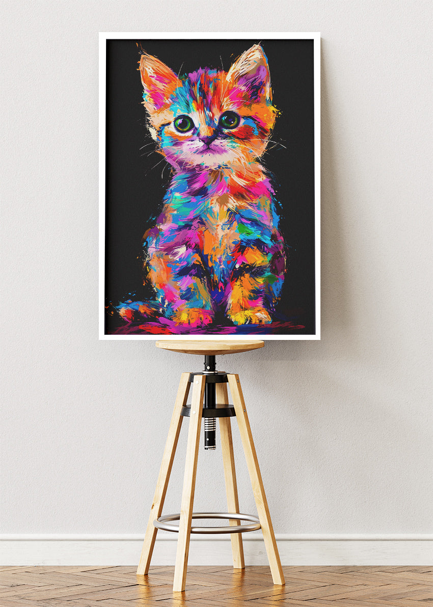 Colorful Kitten Canvas Print & Poster – Vibrant Cat Wall Art