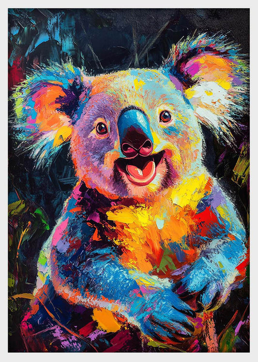 Colorful Koala Expression – Vibrant Animal Pop Art Canvas & Poster Print – T1283 – AiPrintLab
