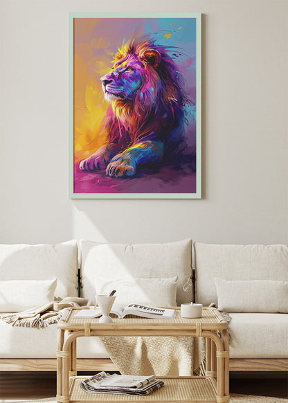 Colorful Lion Wall Art Print & Canvas – Vibrant Modern King of the Jungle Artwork