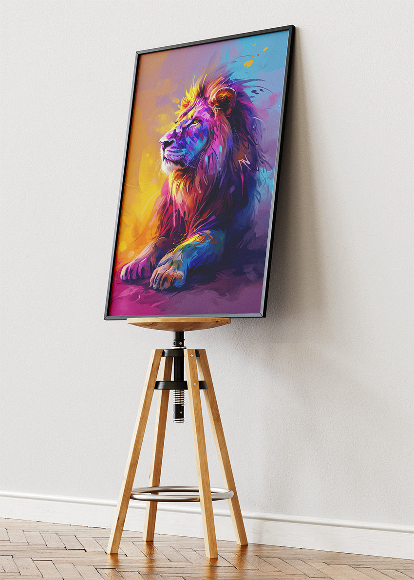 Colorful Lion Wall Art Print & Canvas – Vibrant Modern King of the Jungle Artwork