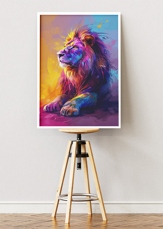 Colorful Lion Wall Art Print & Canvas – Vibrant Modern King of the Jungle Artwork