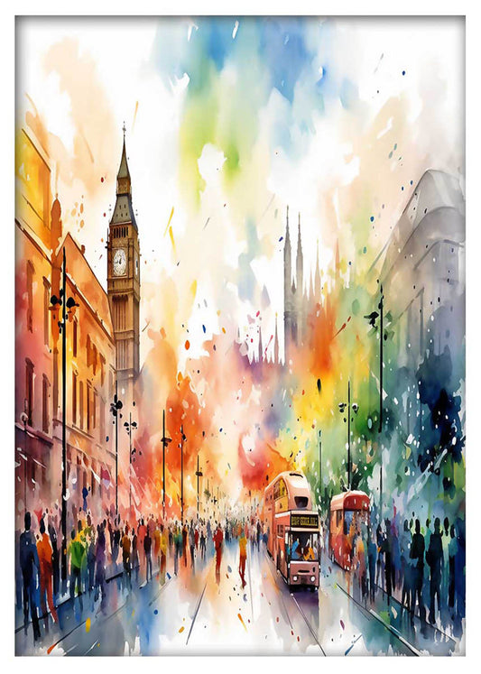 Colorful London Cityscape Art Print & Canvas – T759 – AiPrintLab