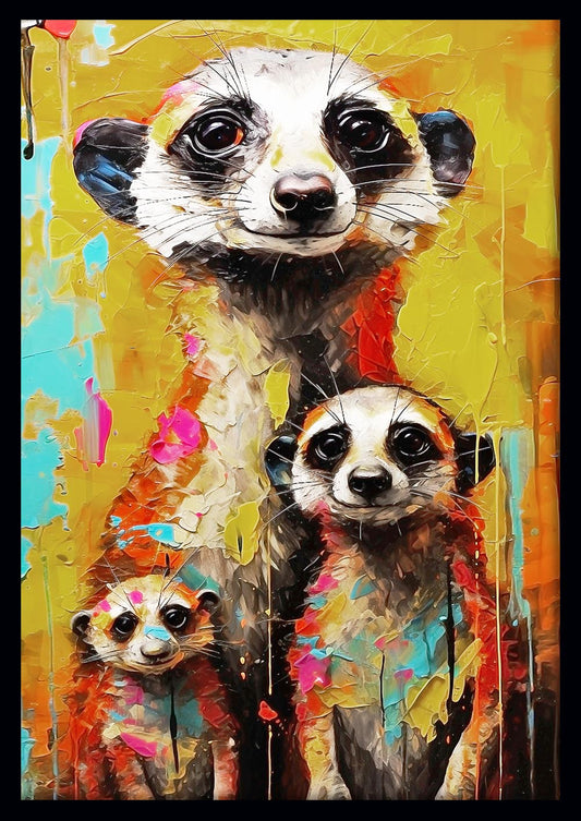 Colorful Meerkat Family Canvas Print & Poster – T491 – AiPrintLab