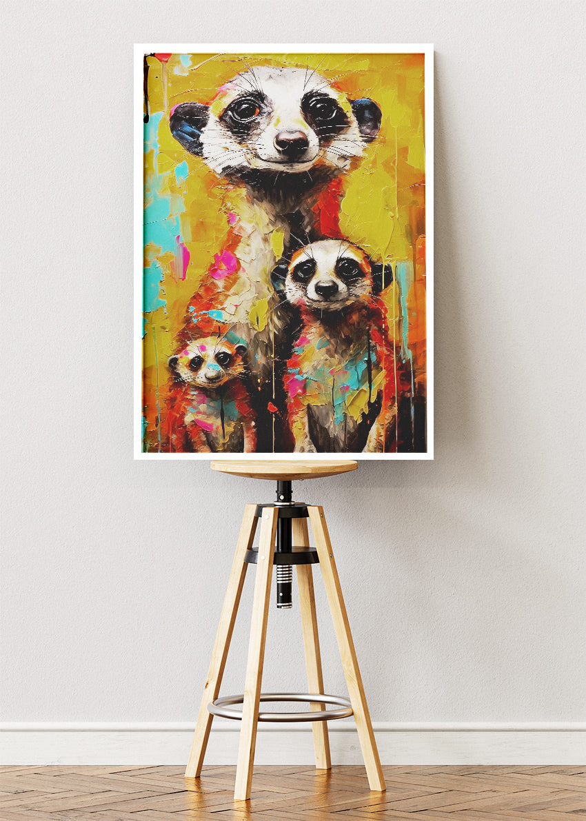 Colorful Meerkat Family Pop Art Canvas & Poster Print – AI PRINT LAB