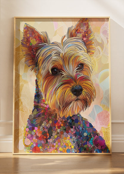 Colorful Mosaic Yorkie Dog Poster & Canvas Print – Modern Vibrant Pet Art