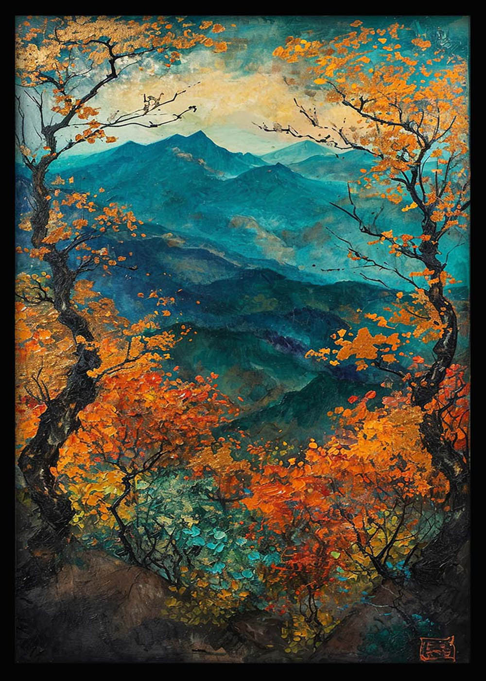 Colorful Mountain Forest Landscape Canvas Wall Art & Poster Print – T1197 – AiPrintLab