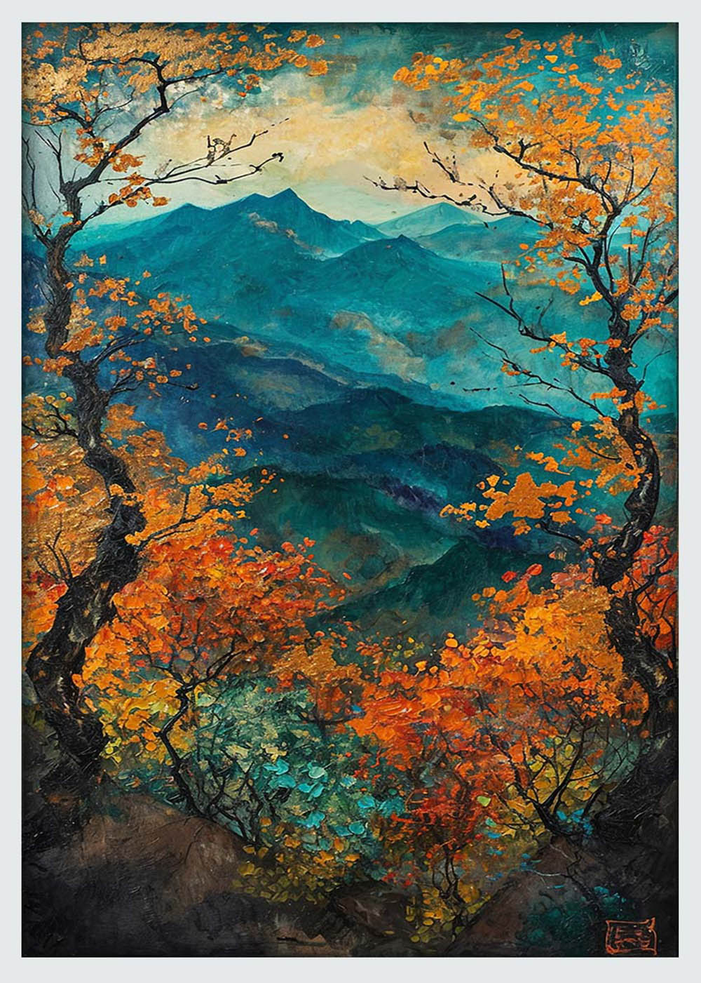 Colorful Mountain Forest Landscape Canvas Wall Art & Poster Print – T1197 – AiPrintLab