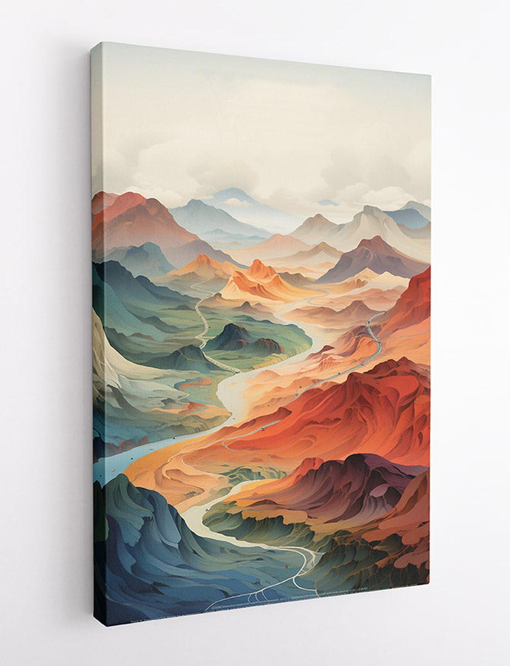 Colorful Mountain Valley Landscape Canvas Art & Poster – T620 – AiPrintLab