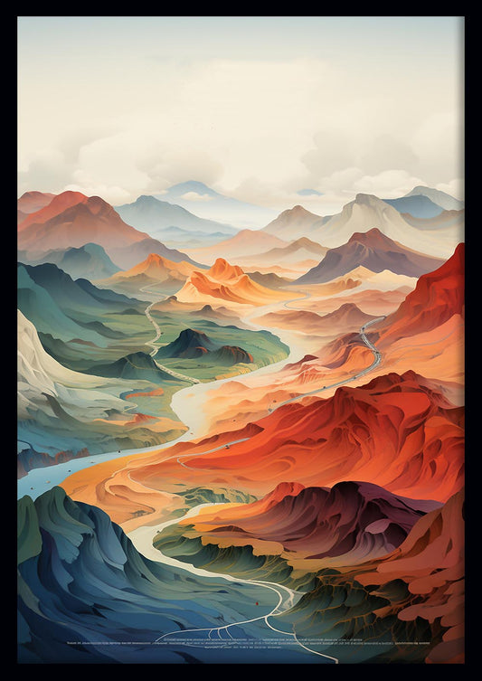 Colorful Mountain Valley Landscape Canvas Art & Poster – T620 – AiPrintLab