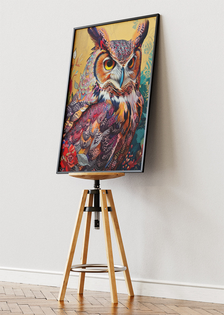 Colorful Ornate Owl Canvas & Poster Print – AI PRINT LAB