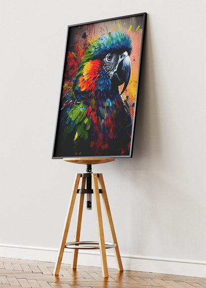 Colorful Parrot Poster & Canvas Print – Vibrant Splash Art Bird Illustration