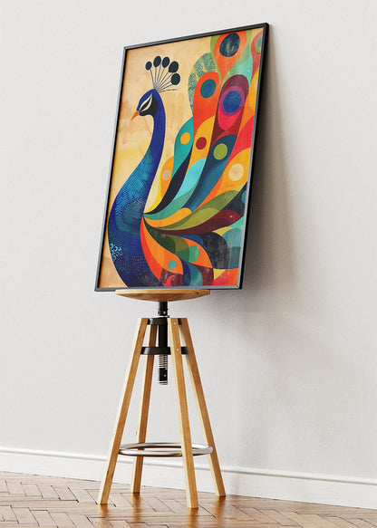 Colorful Peacock Poster & Canvas Print – Modern Abstract Bird Wall Art