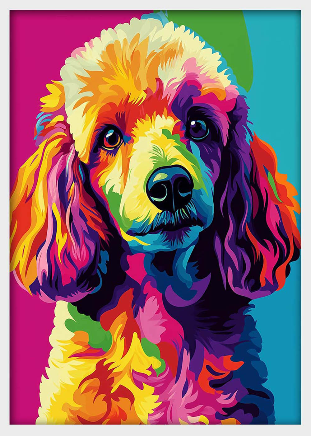 Colorful Poodle Pop Art Wall Decor – Bright Dog Canvas & Poster Print – T1396 –