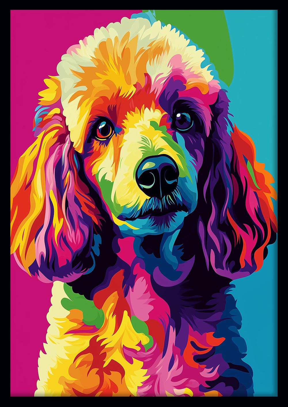 Colorful Poodle Pop Art Wall Decor – Bright Dog Canvas & Poster Print – T1396 –