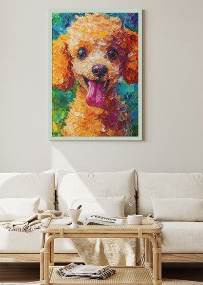 Colorful Poodle Wall Art Print & Canvas – Textured Modern Dog Portrait