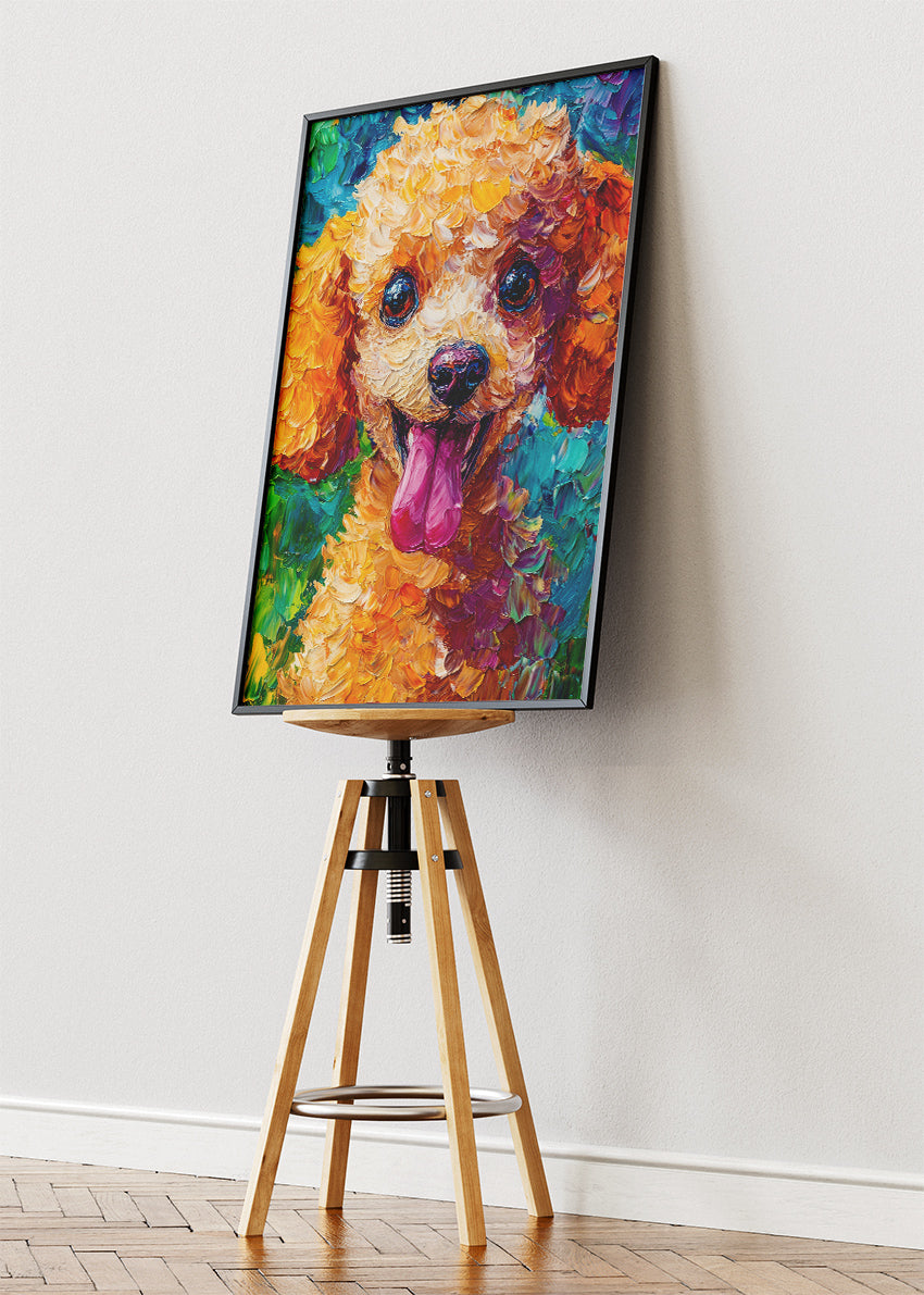 Colorful Poodle Wall Art Print & Canvas – Textured Modern Dog Portrait