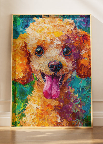 Colorful Poodle Wall Art Print & Canvas – Textured Modern Dog Portrait