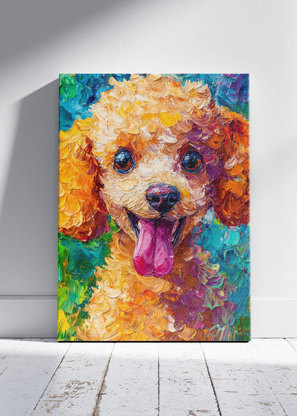 Colorful Poodle Wall Art Print & Canvas – Textured Modern Dog Portrait