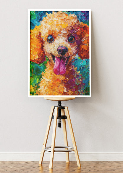 Colorful Poodle Wall Art Print & Canvas – Textured Modern Dog Portrait