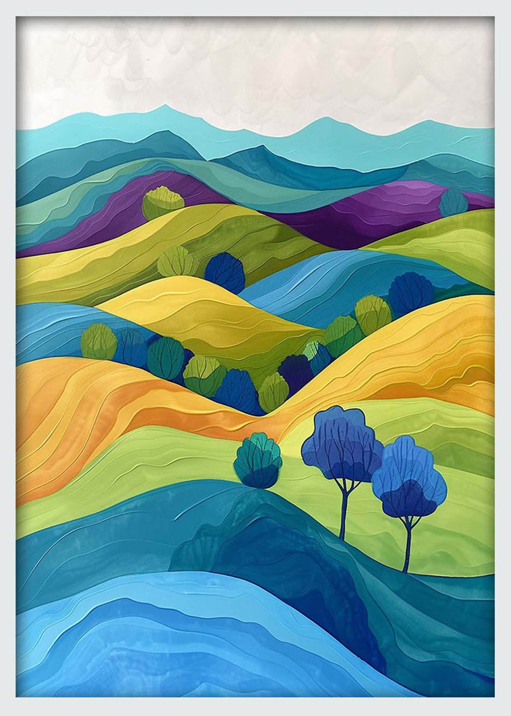 Colorful Rolling Hills – Abstract Landscape Canvas & Poster Wall Art – T1217 – AiPrintLab